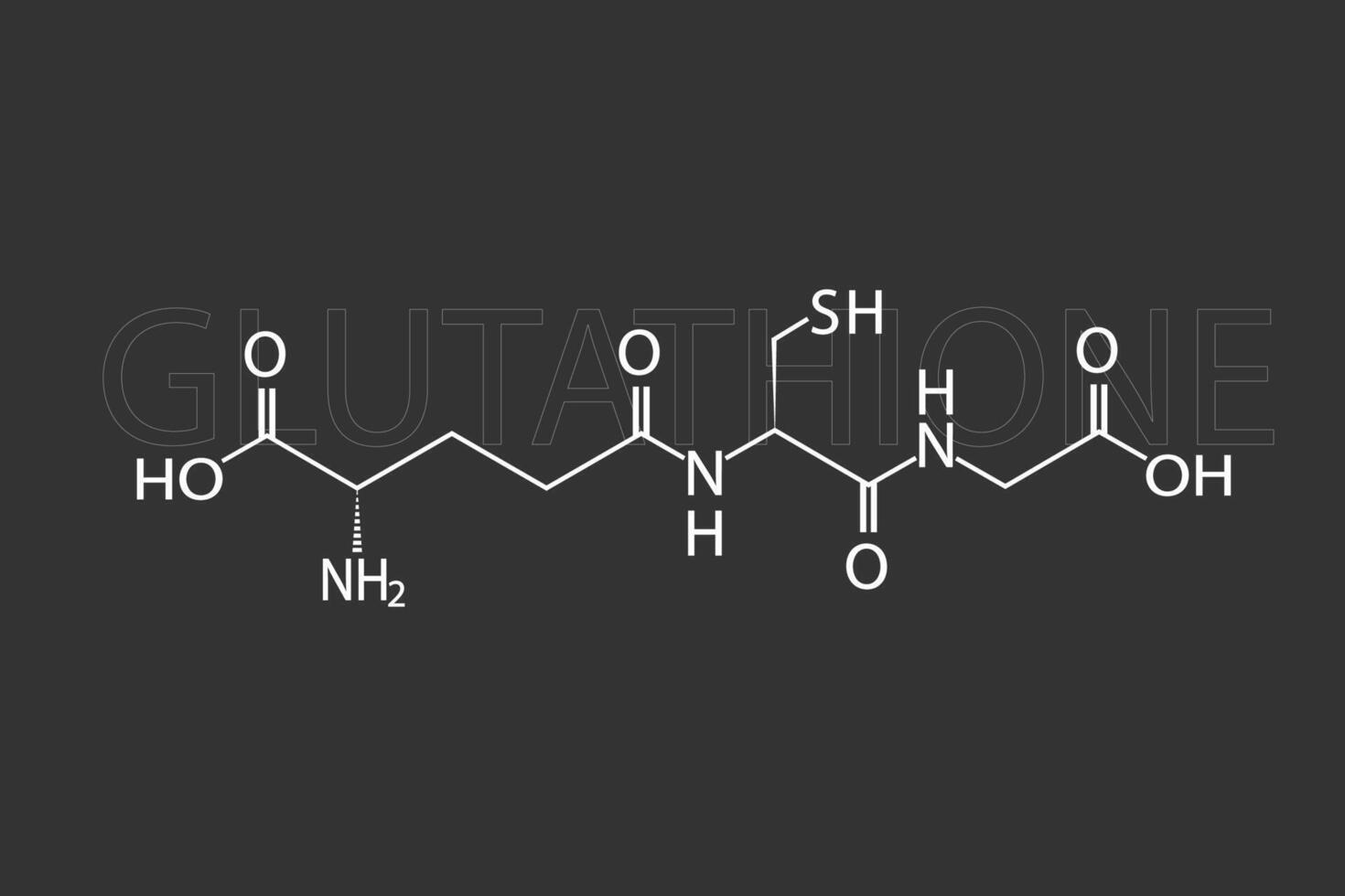 glutatión molecular esquelético químico fórmula vector