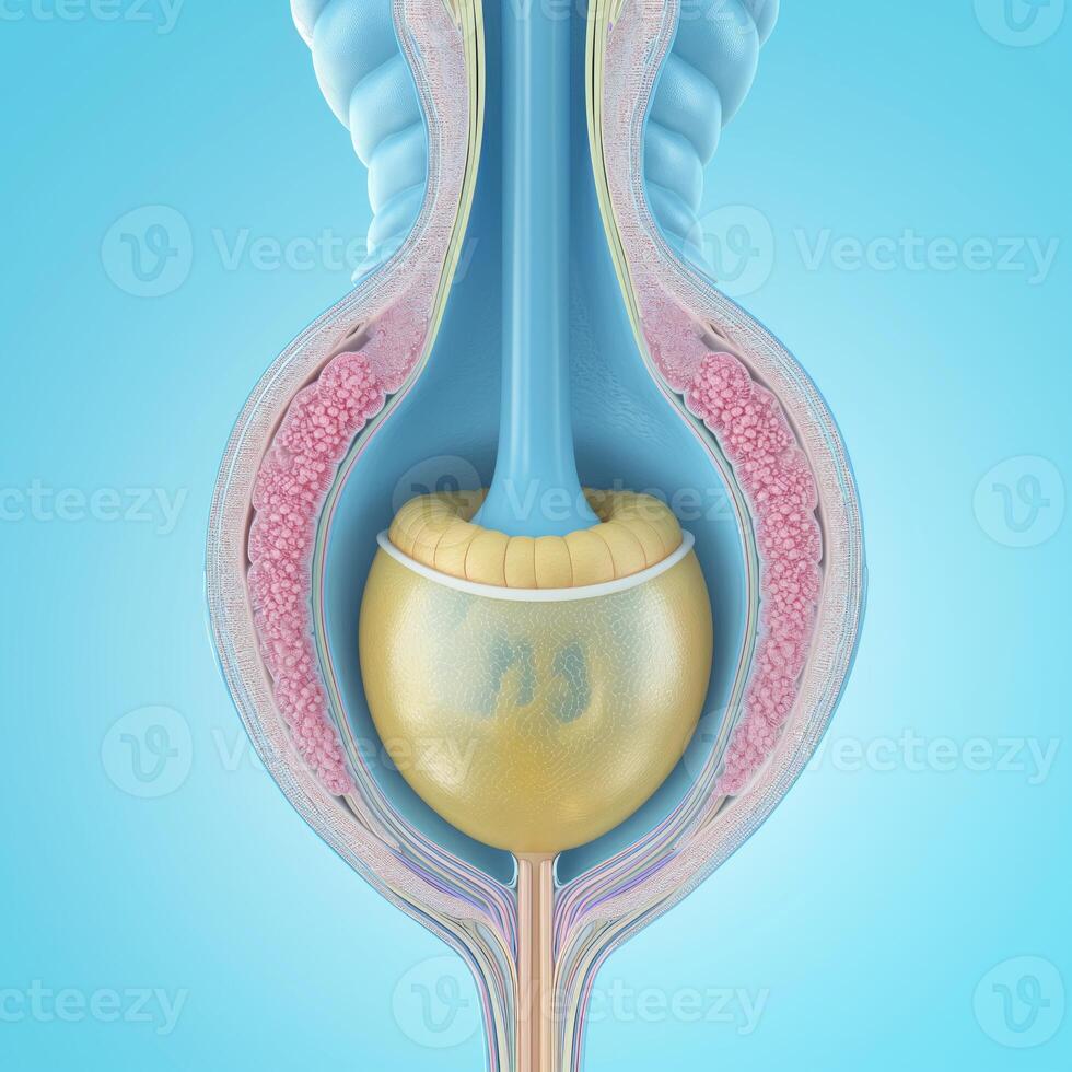 AI generated Human bladder are a highly detailed photorealistic 3D model . AI photo