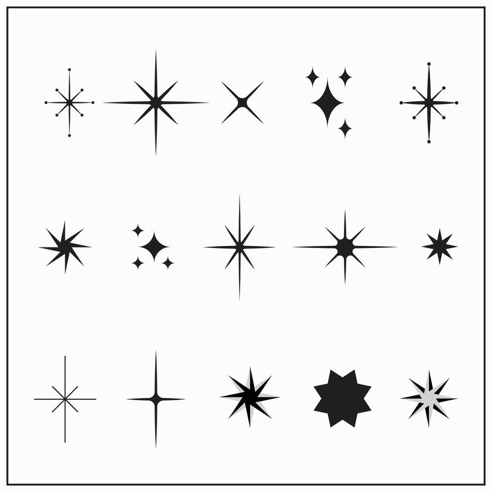 Star icons vector symbols isolated Retro futuristic sparkle icons collection sparkles icon set