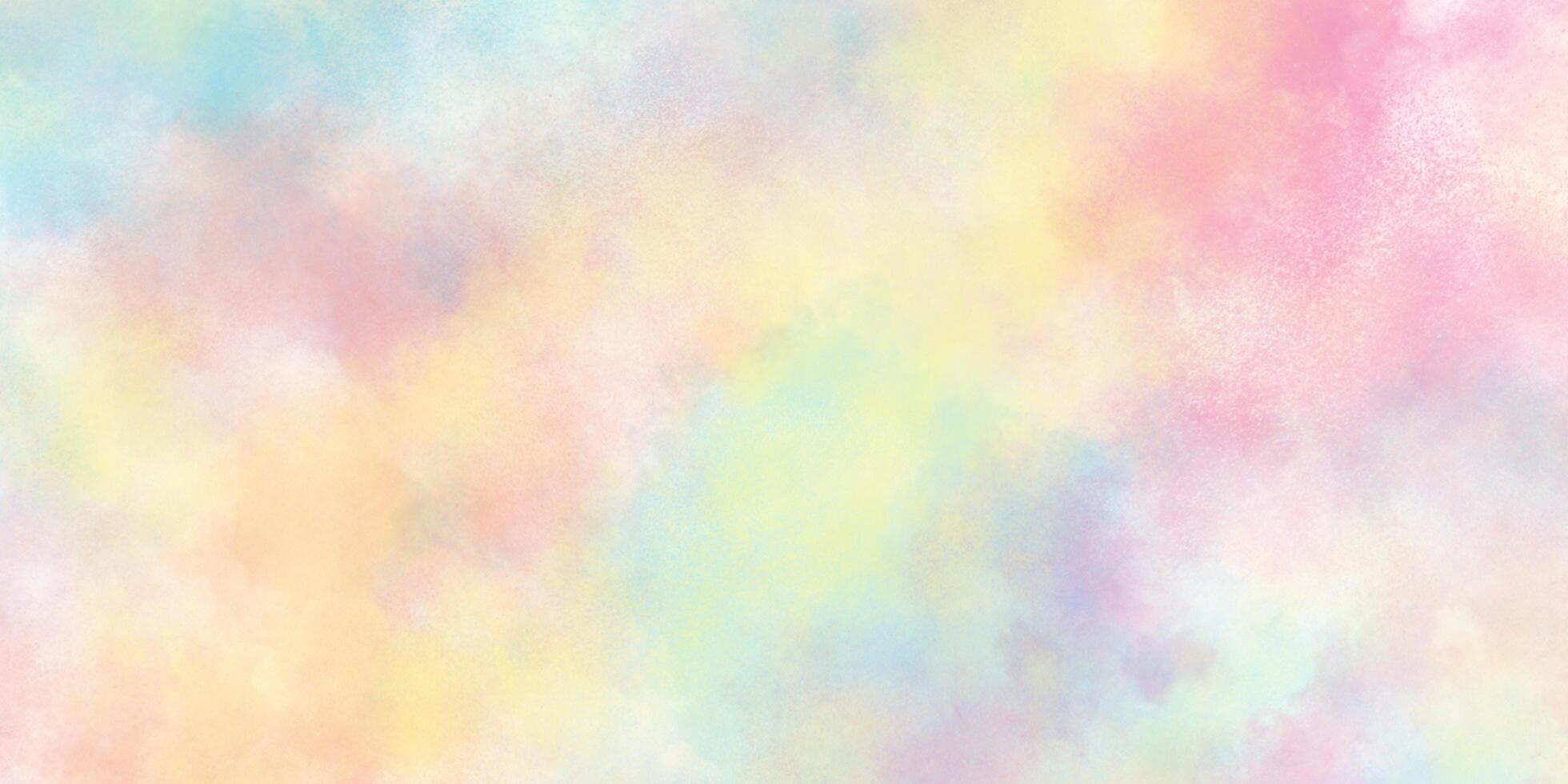 Artistic colorful brush-painted watercolor painting on empty canvas, colorful Pastel colored grunge watercolor texture, colorful paint splash or blotch background with bleed wash and stains. photo