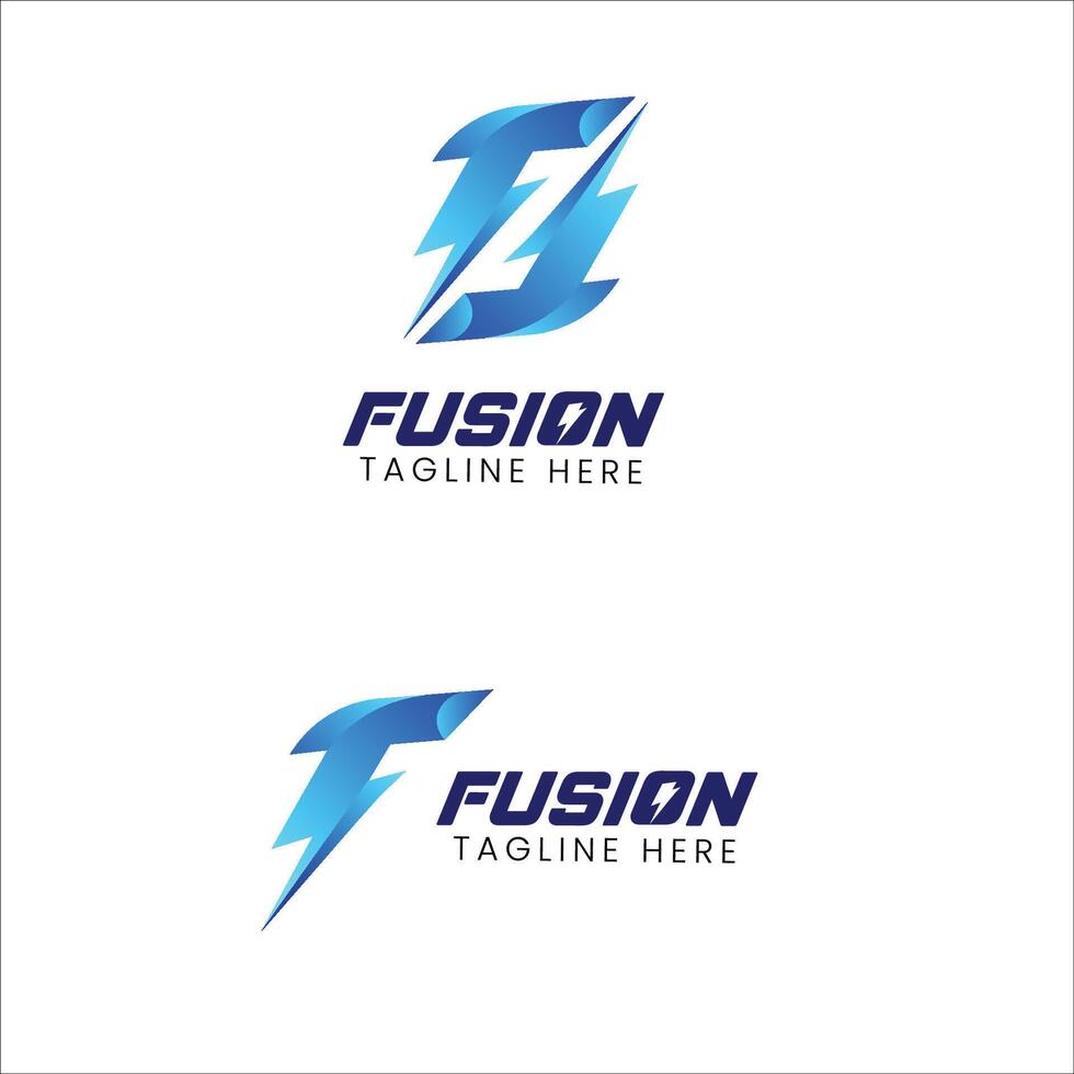 fusion logo design tech logo template vector