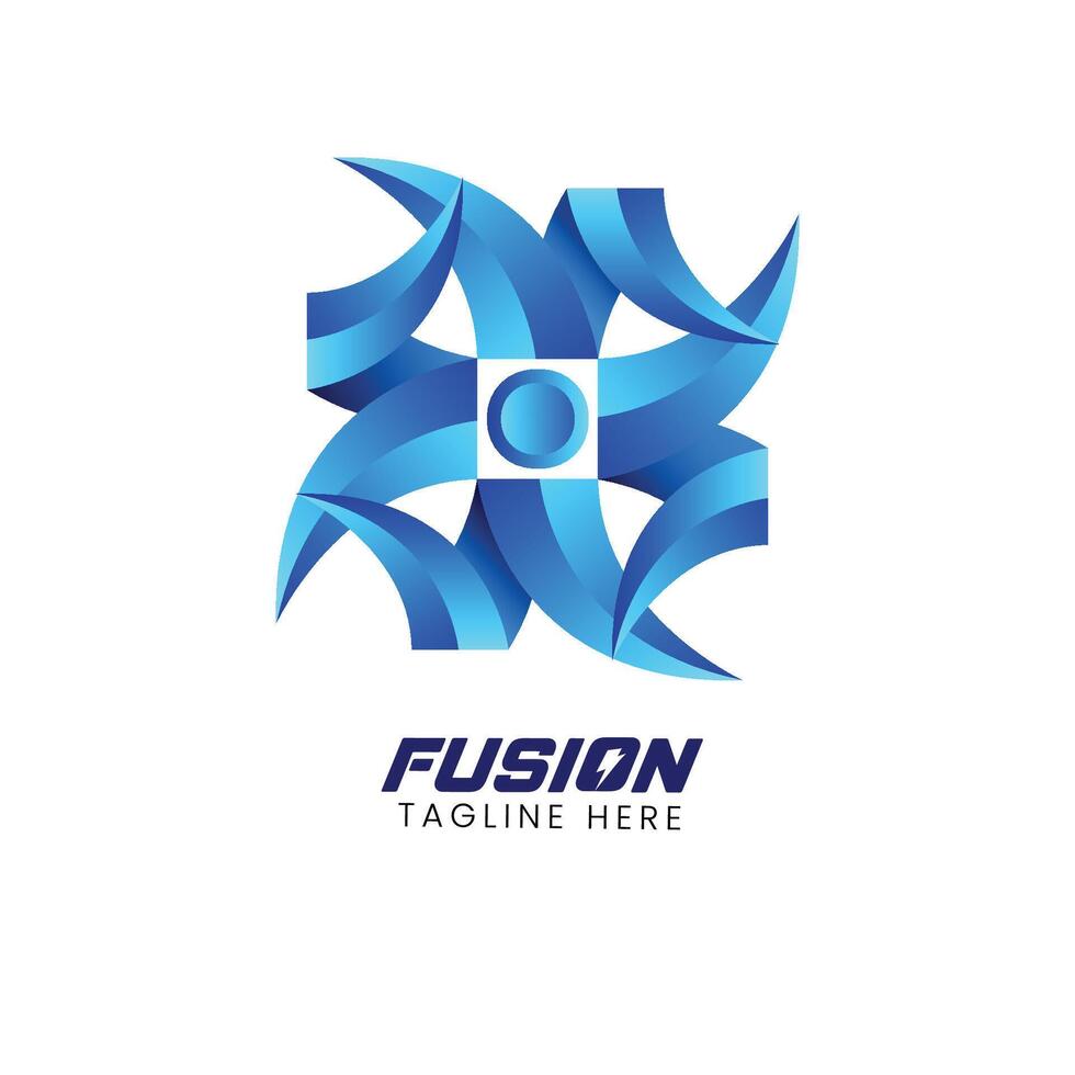 fusion logo design tech logo template vector