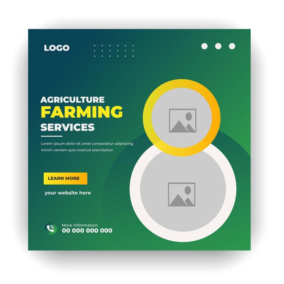 Agriculture farming service cover and  social media post lawn gardening colorful bundle template vector