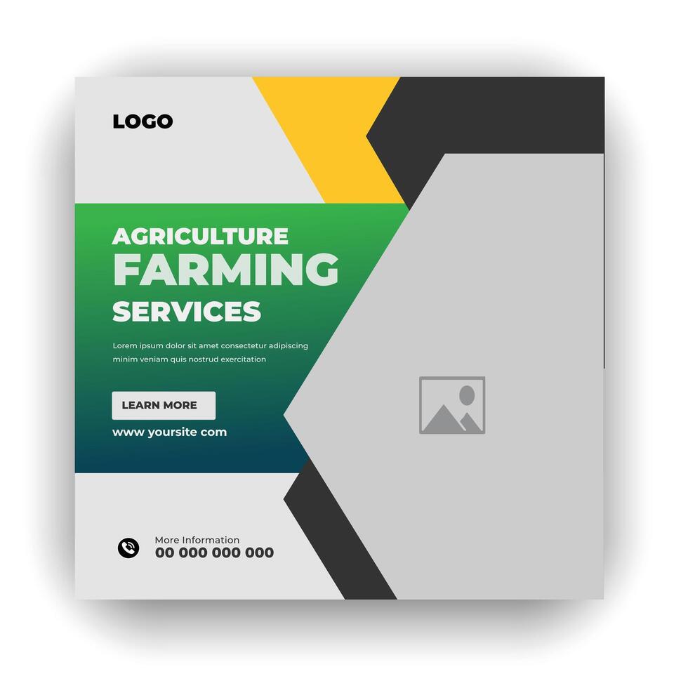 Agriculture farming service cover and  social media post lawn gardening colorful bundle template vector