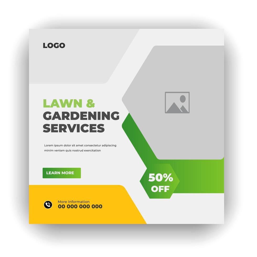 Agriculture farming service cover and  social media post lawn gardening colorful bundle template vector