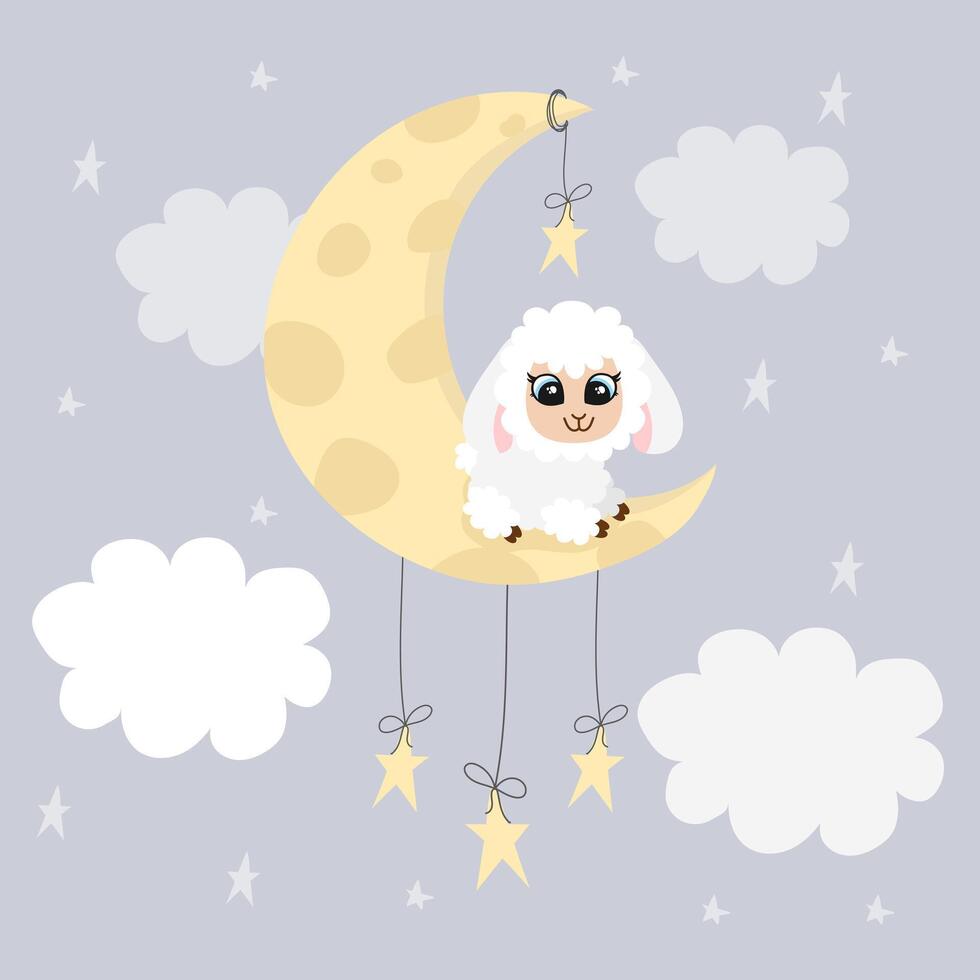 sweet dreams sheep vector illustration