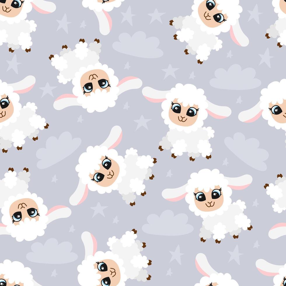 cute cartoon sheep set lamb vector
