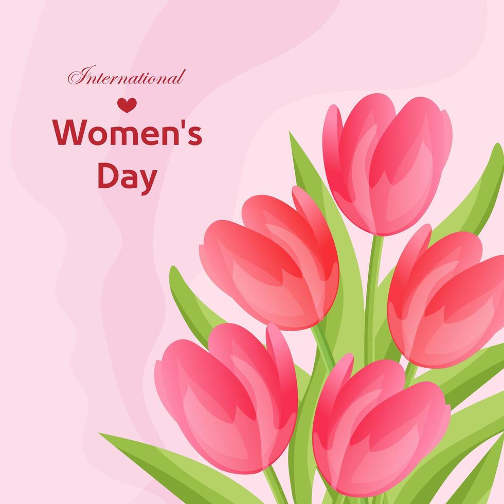 internacional De las mujeres día global fiesta celebrado anualmente en marzo 8 tulipanes vector