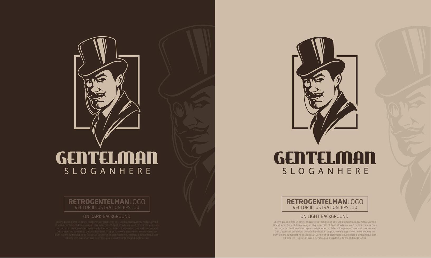 Retro Gentlemen Vector Logo Template. Design elements for logo, emblem, sign, brand mark.