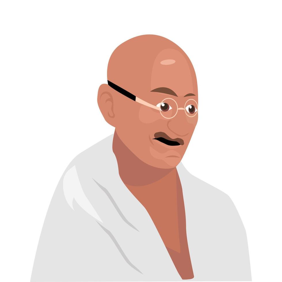 Mahatma Gandhi Indian Peace Public Figure vector cartoon illustration