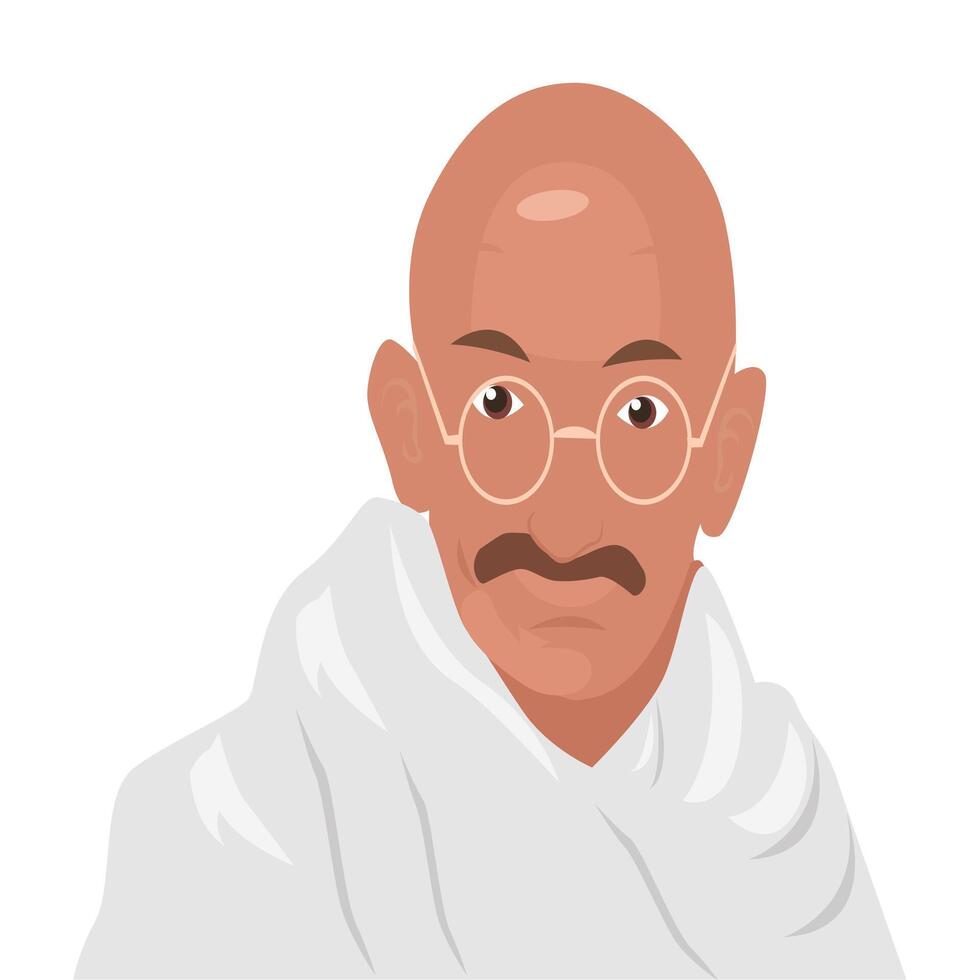 Mahatma Gandhi Indian Peace Public Figure vector cartoon illustration