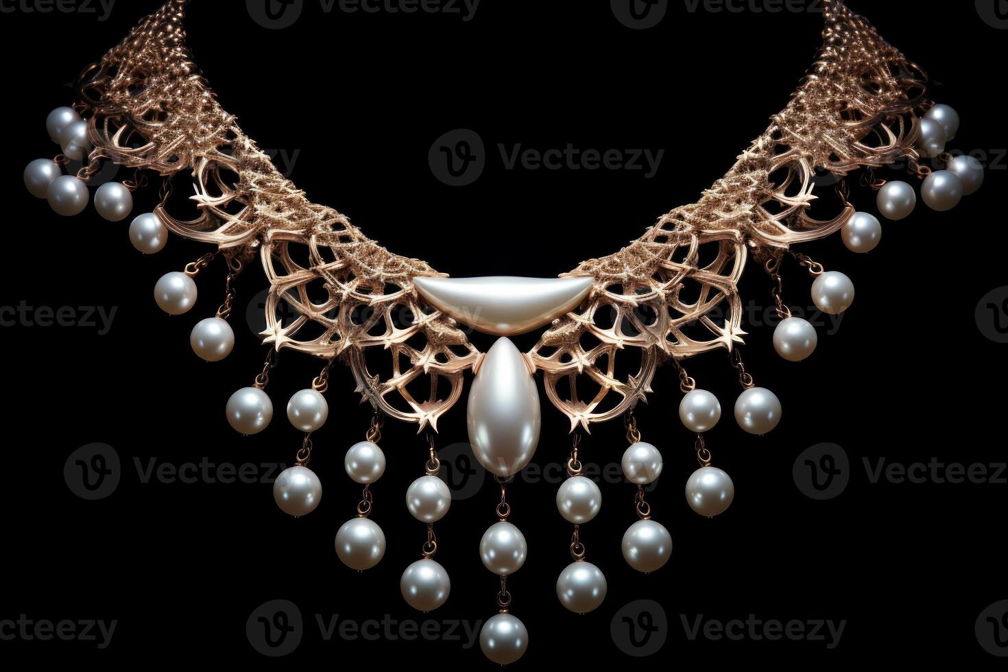 AI generated Pearl necklace. Generate Ai photo