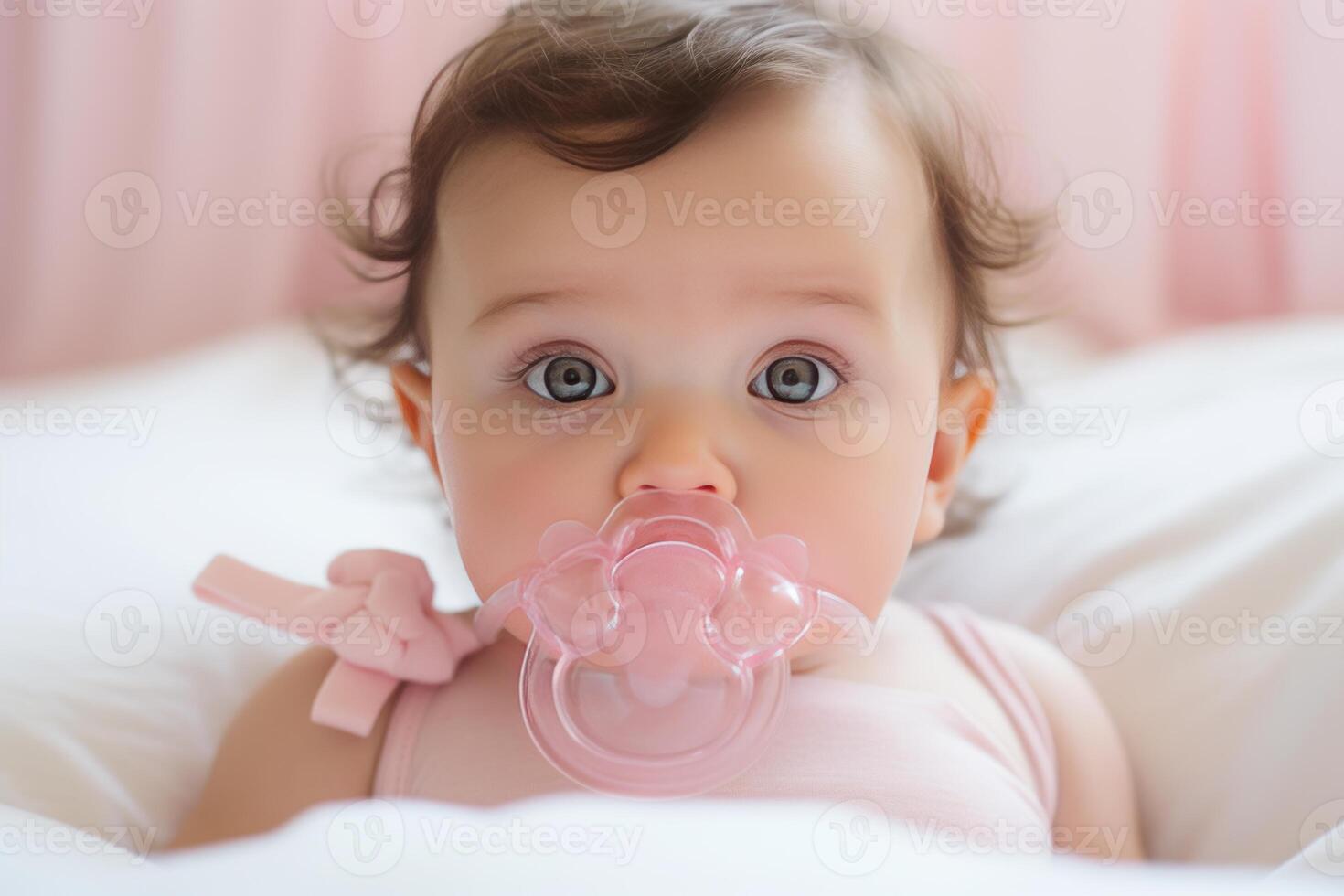 AI generated Cute Pink baby pacifier. Generate Ai photo