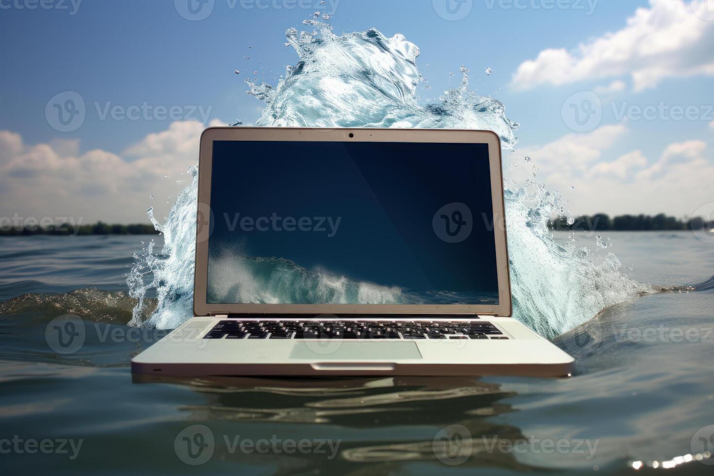 AI generated Open laptop. Generate Ai photo