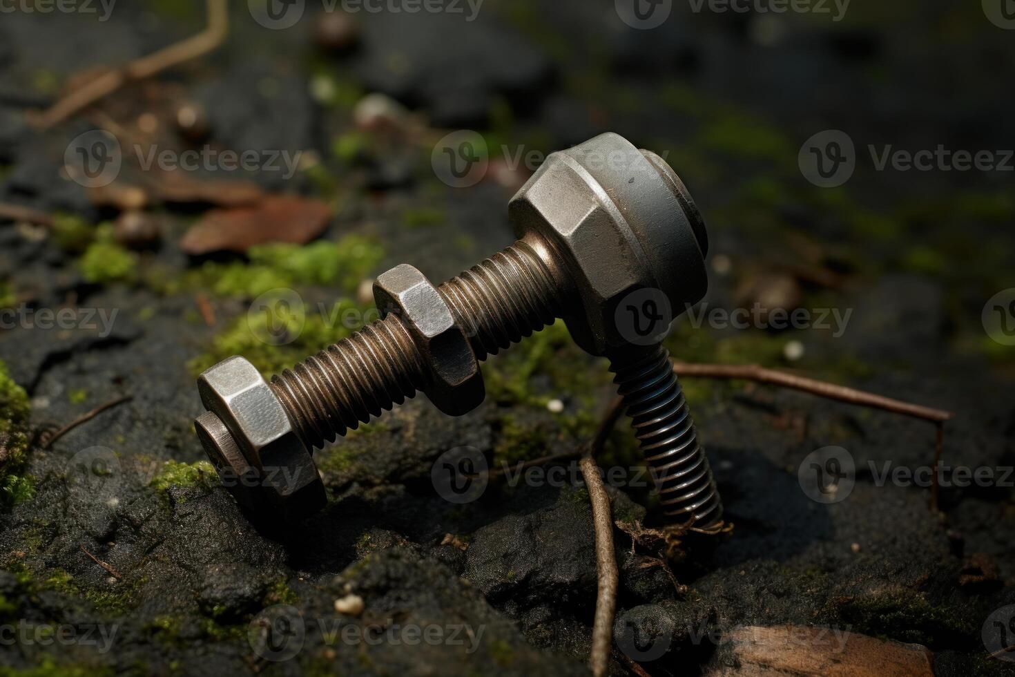 AI generated Shiny One metal carriage bolt steel. Generate Ai photo