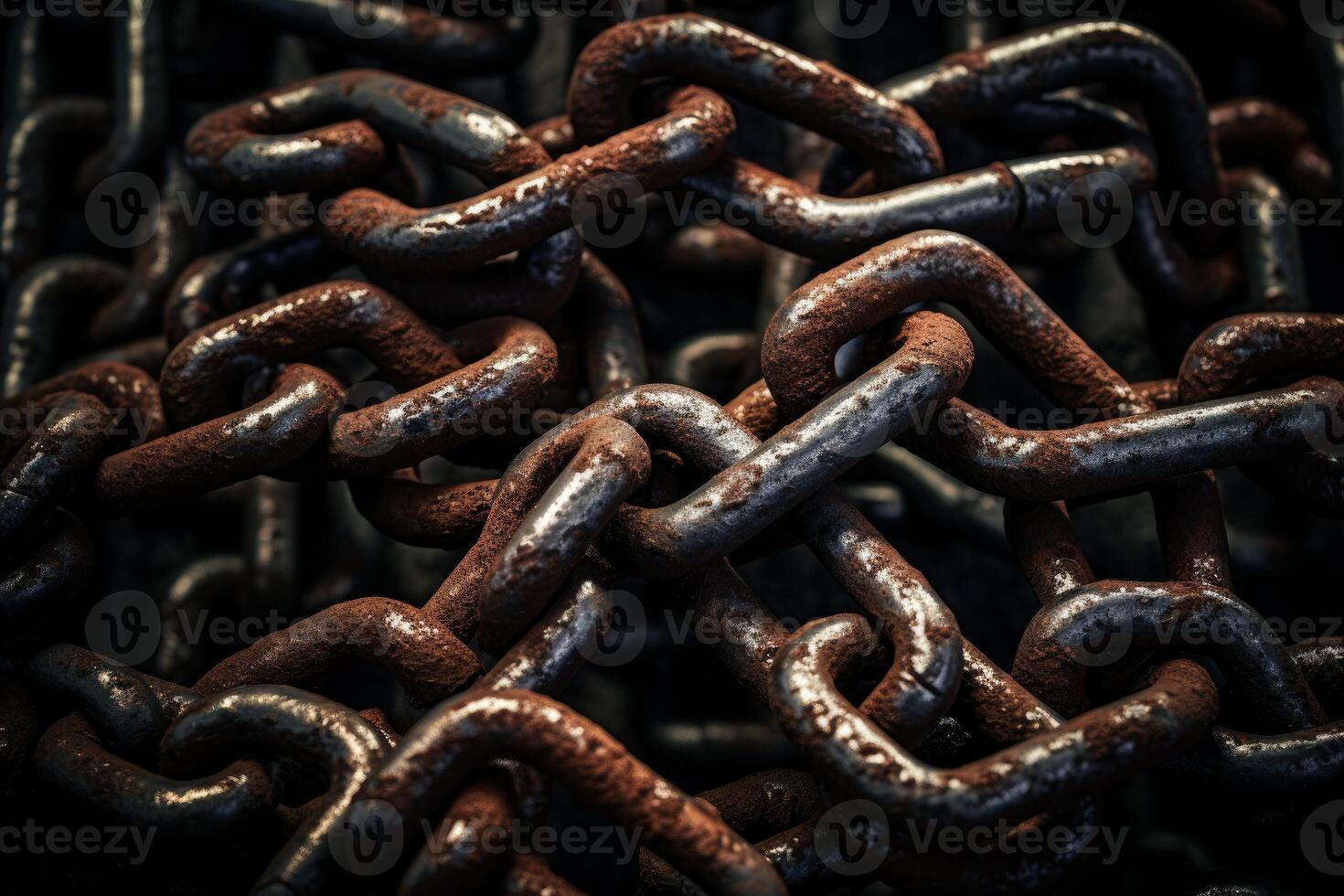 AI generated Durable Old iron chain. Generate Ai photo