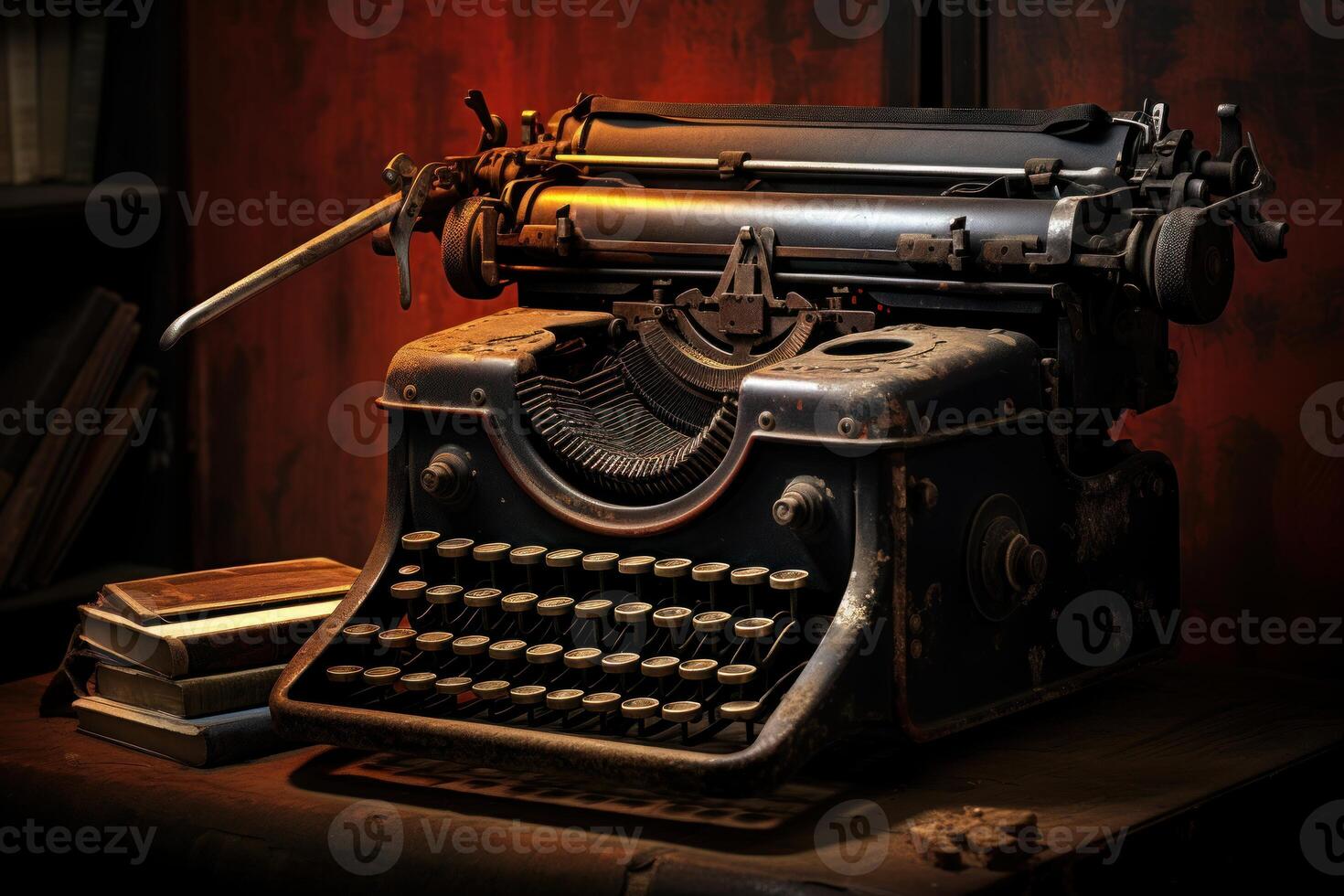 AI generated Old typewriter. Generate Ai photo