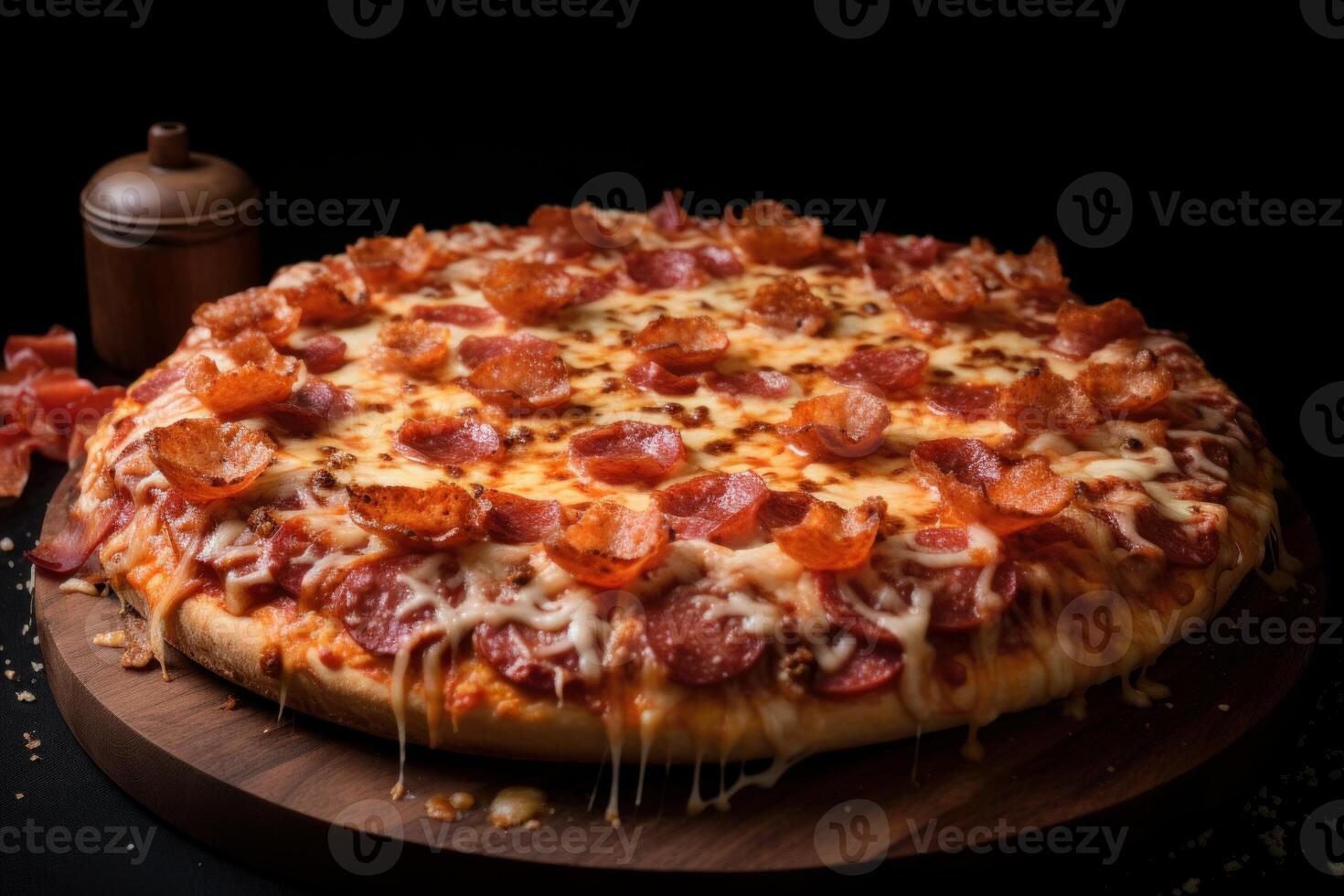 ai generado picante Pizza pepperoni italiano. generar ai foto
