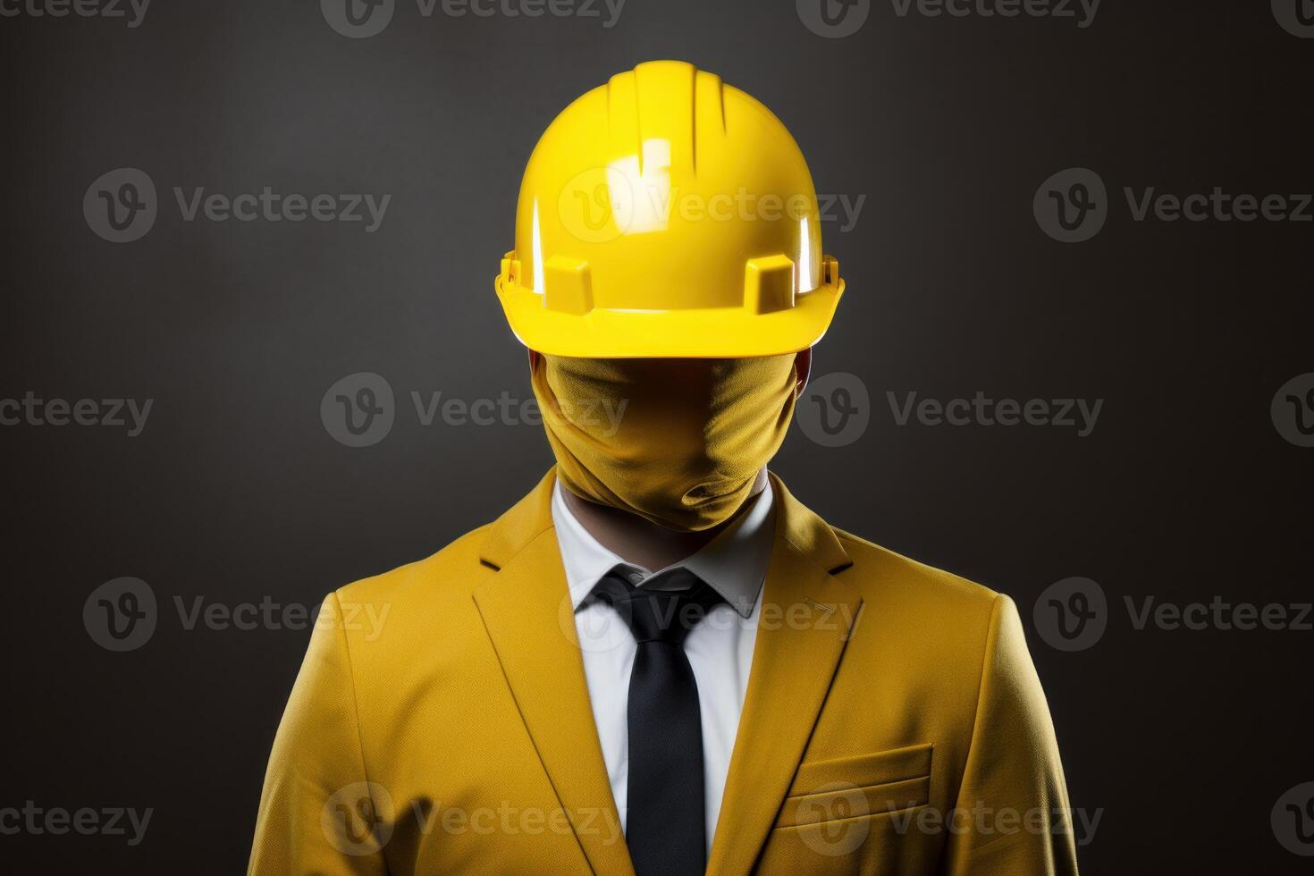 AI generated Industrious Worker with yellow helmet hat. Generate Ai photo