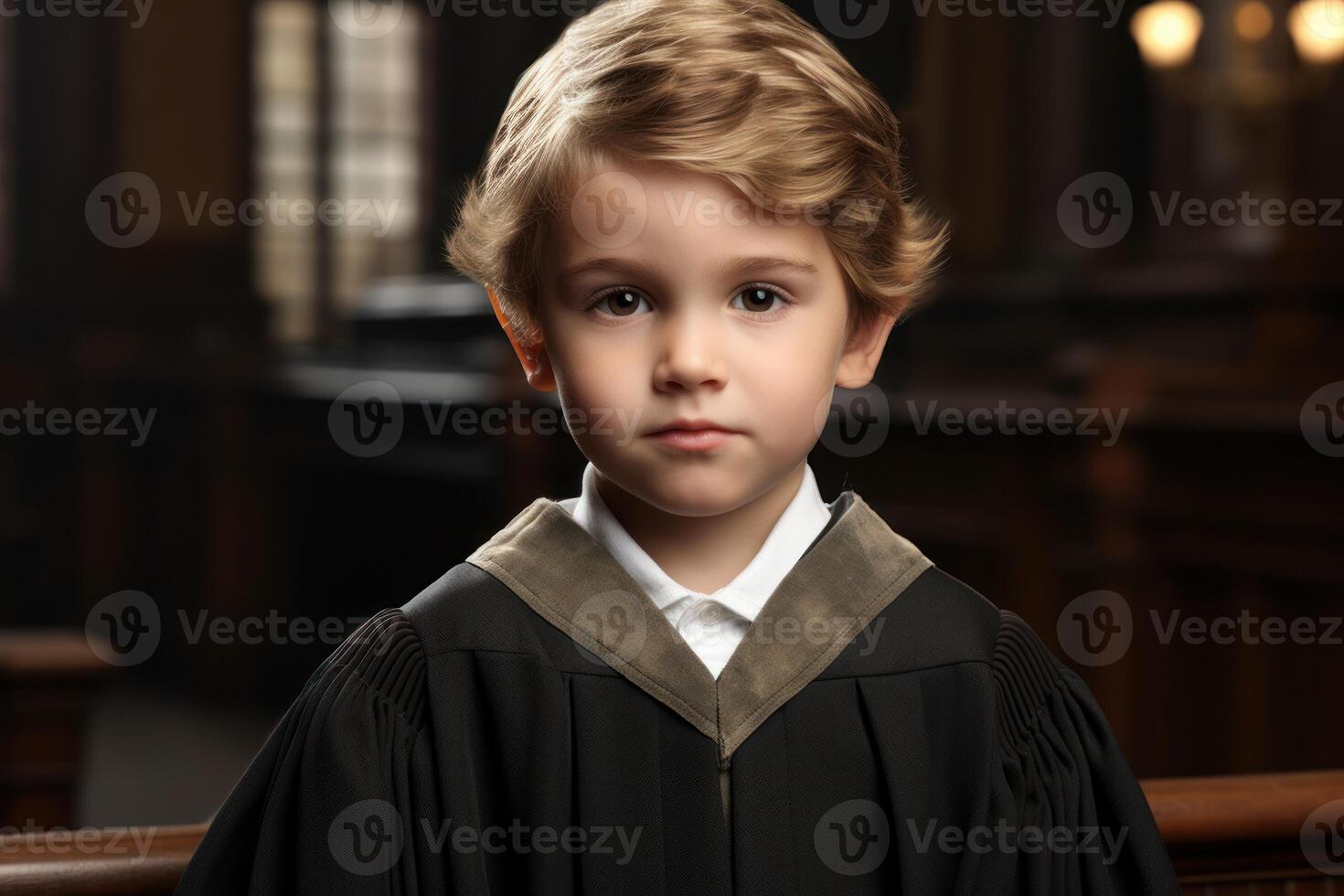 AI generated Responsible Judge child boy courthouse. Generate AI photo