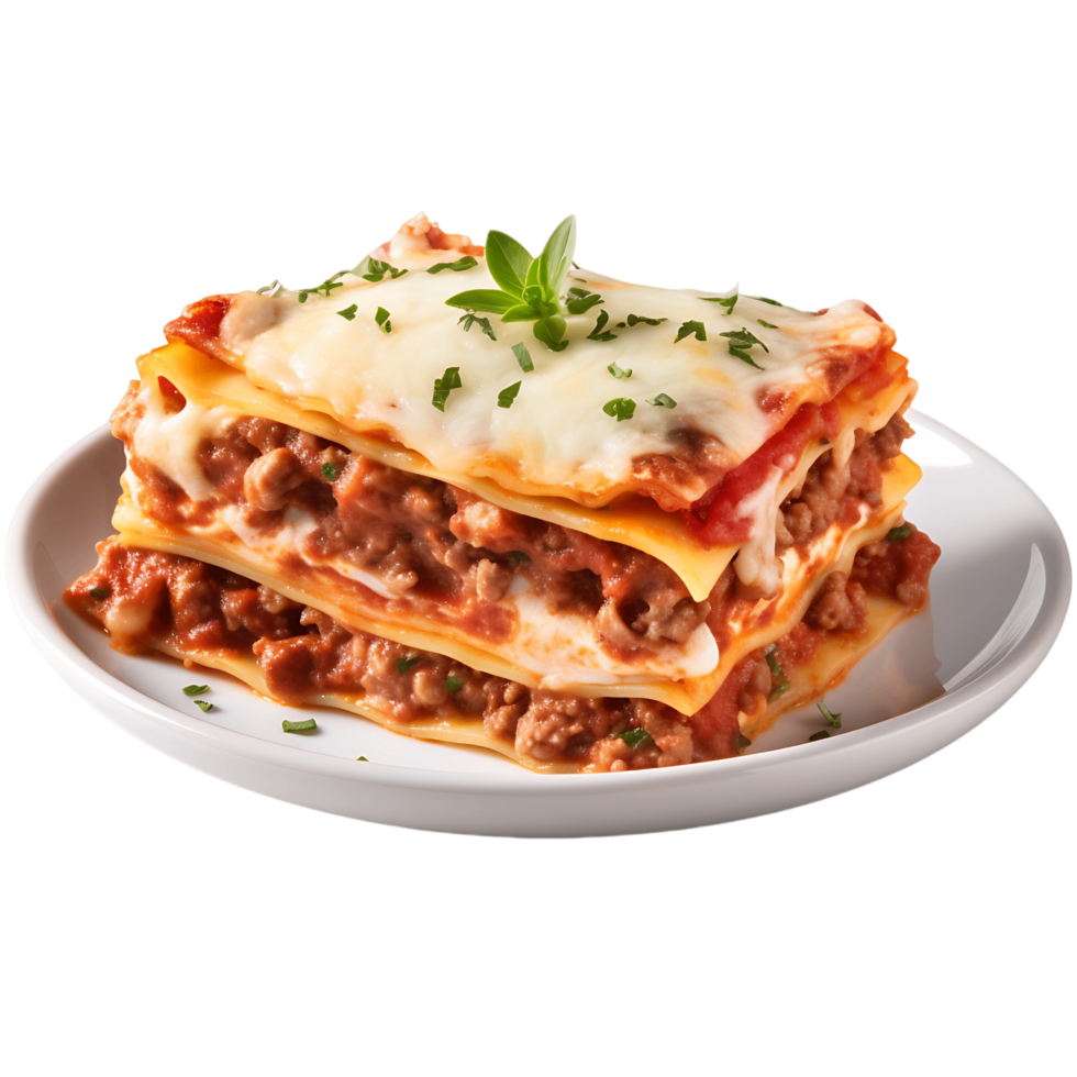AI generated Isolated Fresh Lasagna, Ensuring a Mouthwatering Appearance in Culinary Designs png