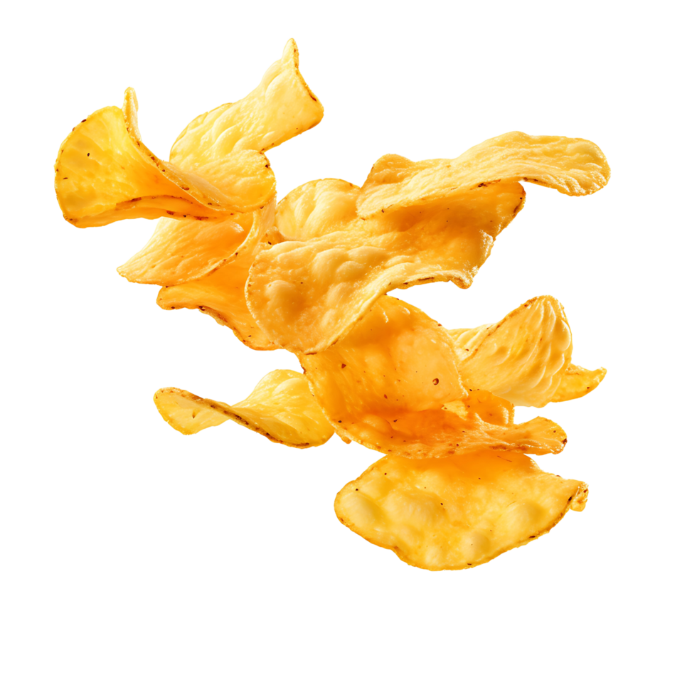 AI generated Clear Background Potato Chips, Ideal for Varied Culinary Design Contexts png