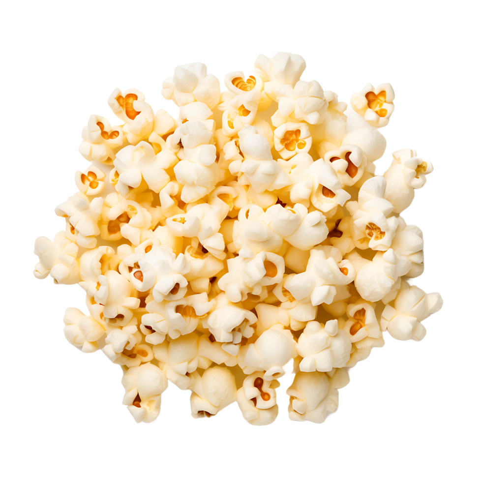 ai generato trasparente Popcorn dettaglio, evidenziazione il struttura e dettagli di il popolare merenda png