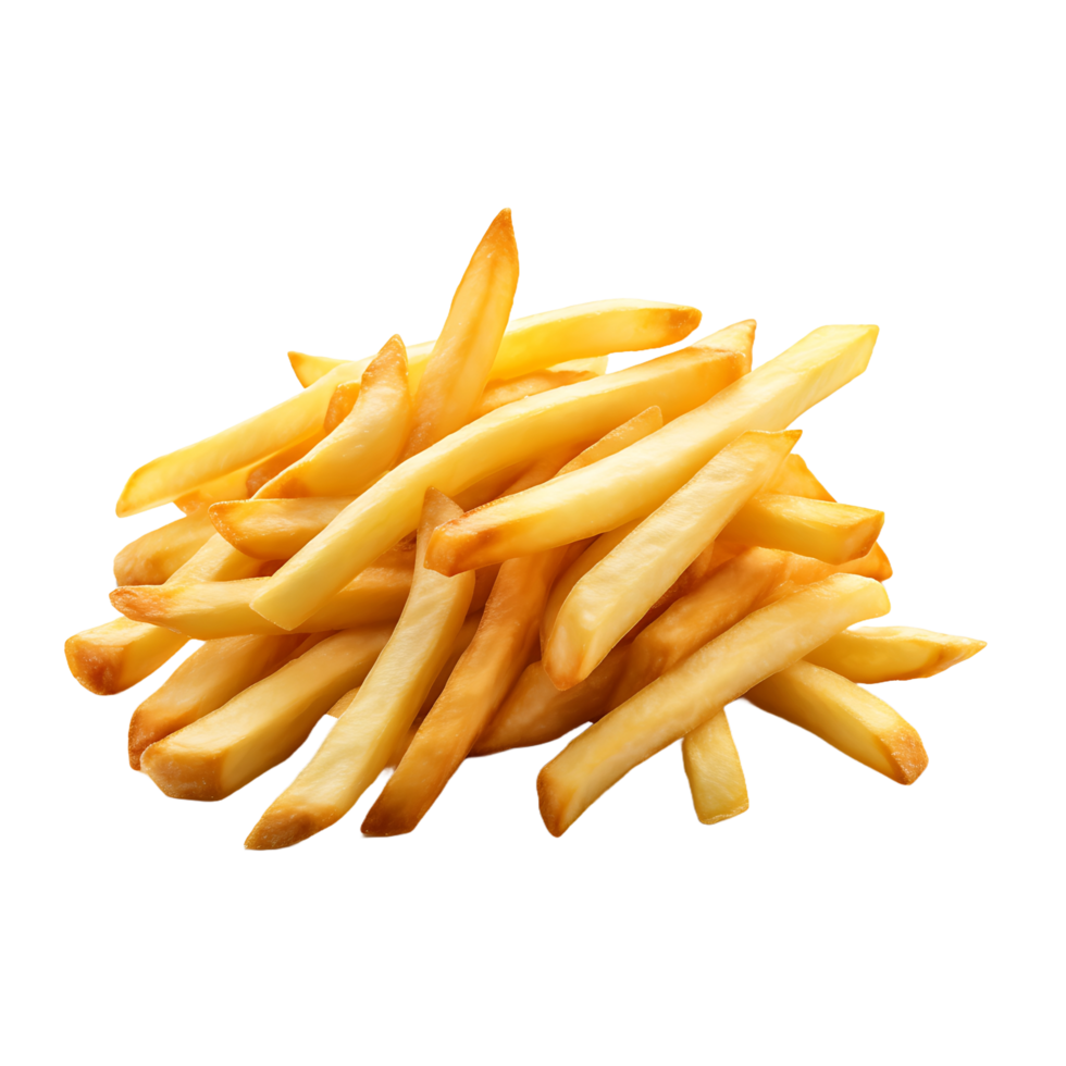 ai généré croustillant français frites sur une transparent Toile png