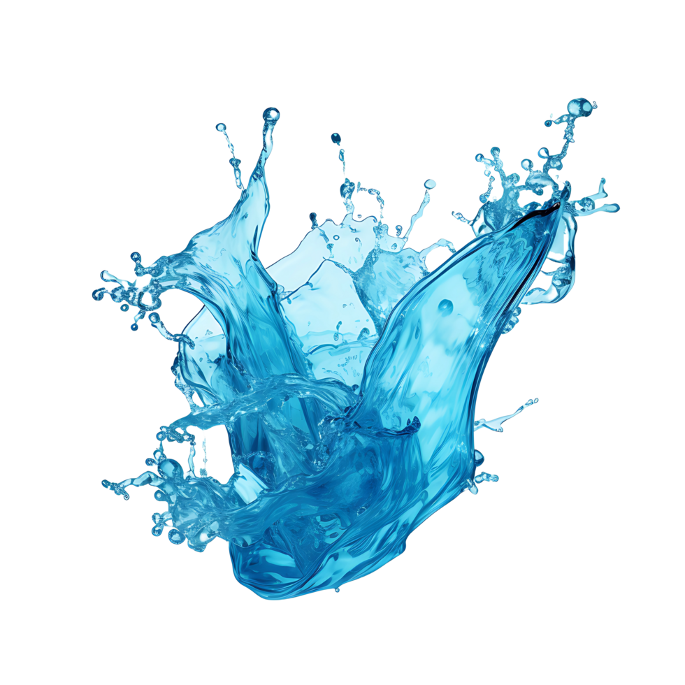 AI generated PNG Image of Isolated Blue Water Splash