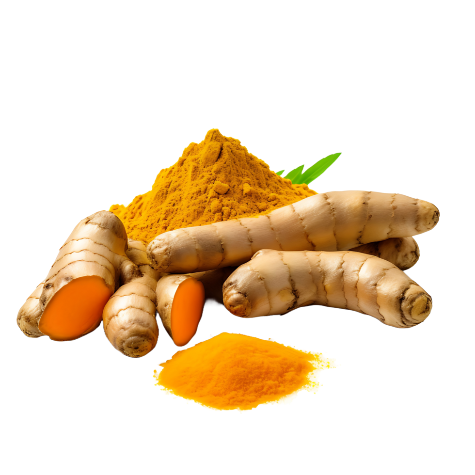 AI generated Transparent Turmeric Rhizome Display png