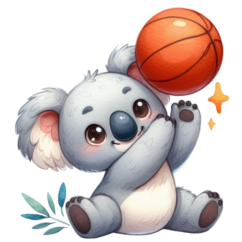 ai generiert ein Karikatur Koala Bär spielen Basketball png