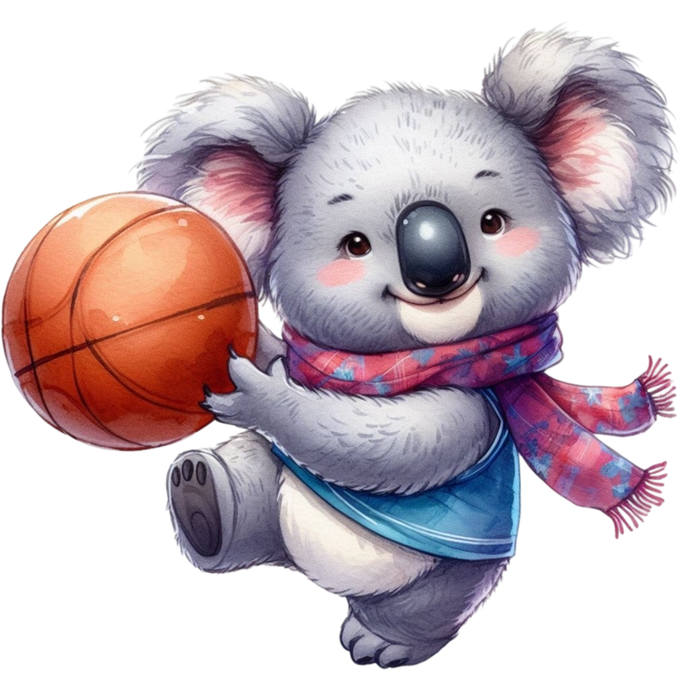 ai generiert ein Karikatur Koala Bär spielen Basketball png