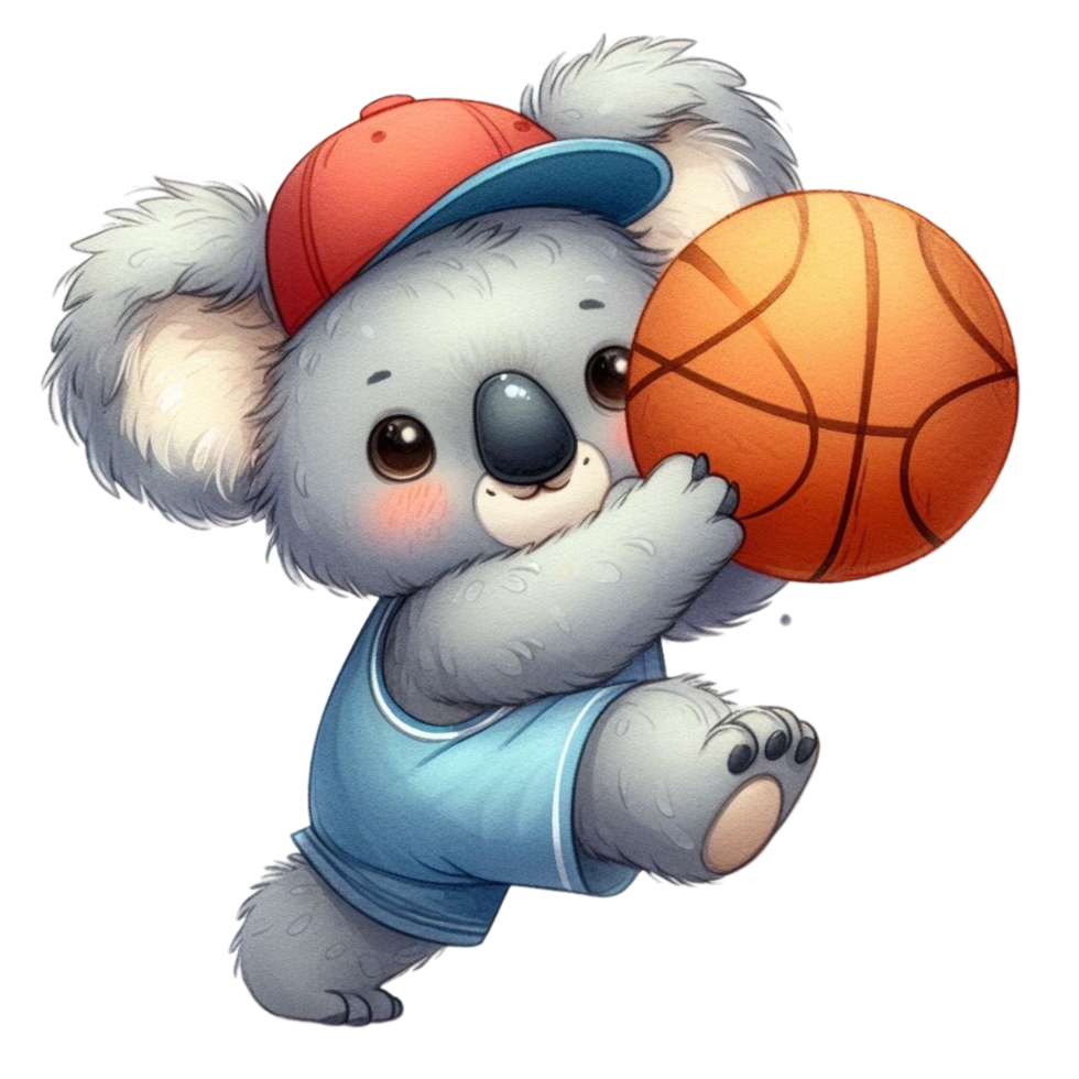 ai generiert ein Karikatur Koala Bär spielen Basketball png