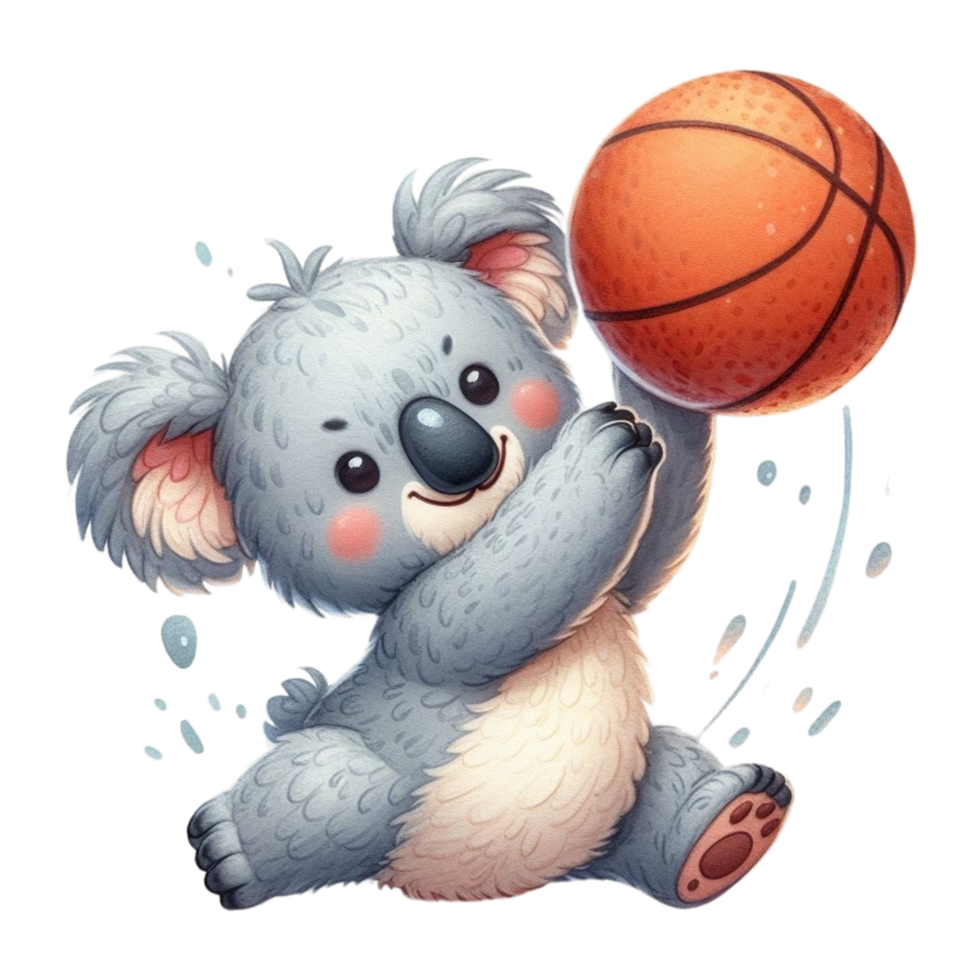 ai generiert ein Karikatur Koala Bär spielen Basketball png