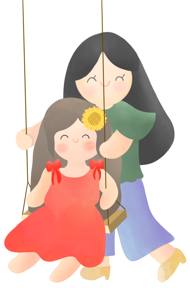 mom and daughter on swing png
