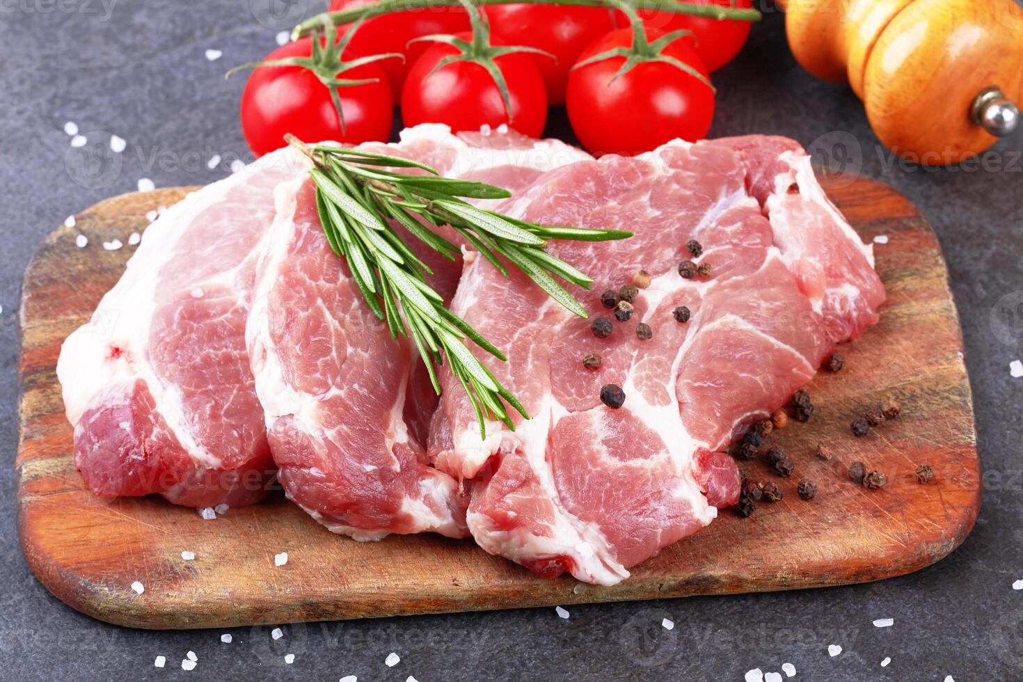 Meat on black surface photo