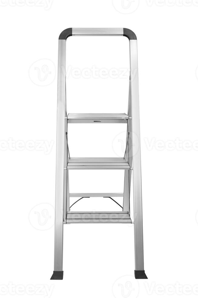 Metal ladder on white photo