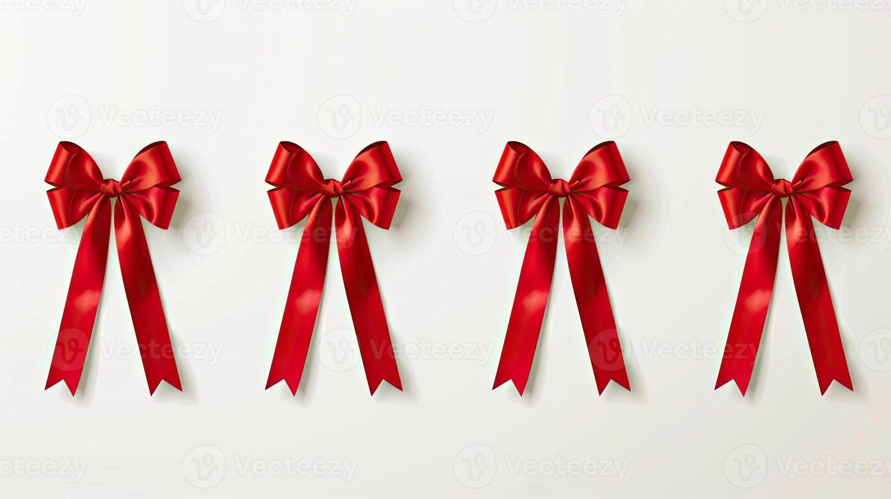 AI generated red ribbons against a pristine white background, rendered with precision, exuding simplicity and sophistication. photo