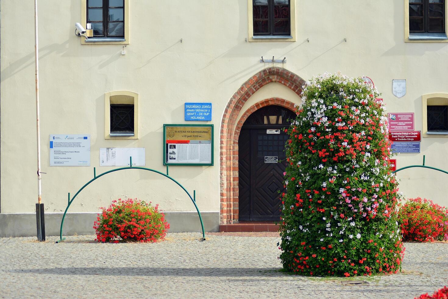 Old city buildings in a small town. photo