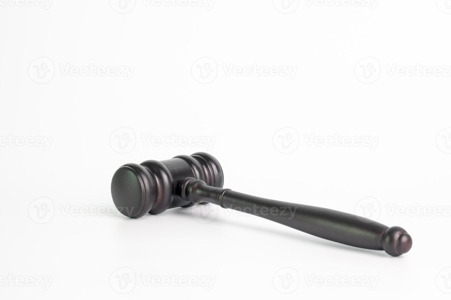 wooden judge gavel isolated on white background for judgment and justice concept. photo