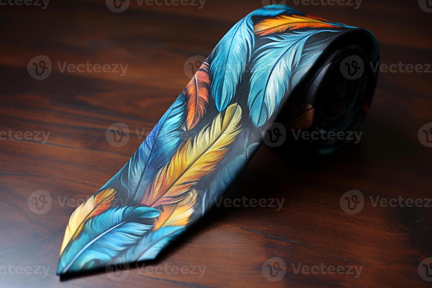 AI generated Necktie feathers roll banner. Generate Ai photo