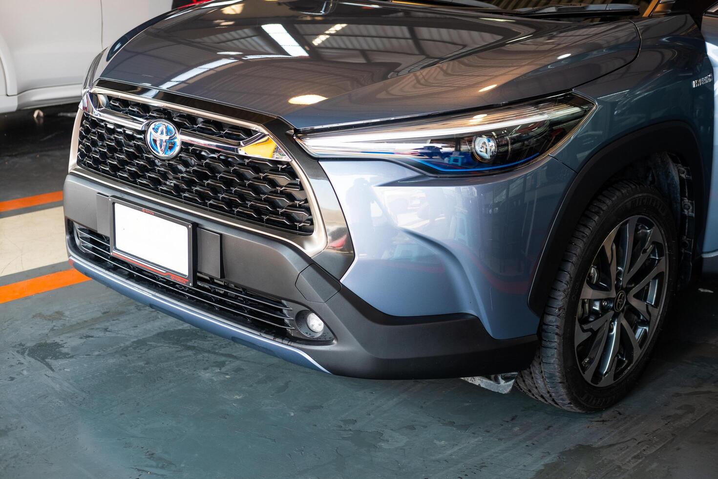 Samut Prakan, Thailand - February 23, 2024 Toyota corolla CROSS, Celestite gray metallic, the all-new Corolla CROSS. photo
