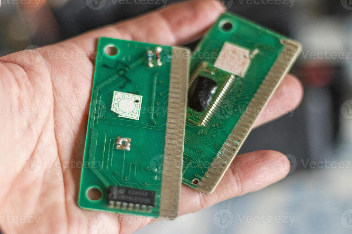 Concept shot of the cartridges from old gaming consoles.Technology photo