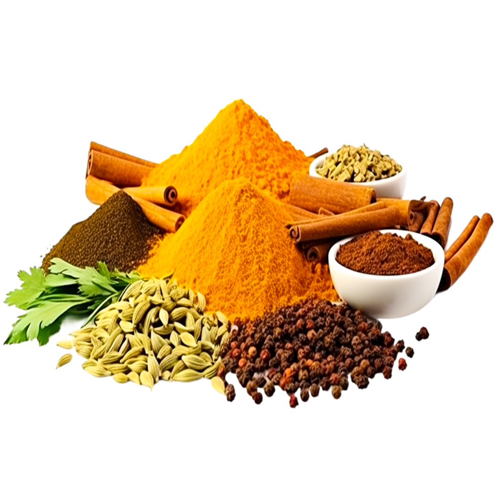 AI generated Mix spices and herbs different size terracotta png