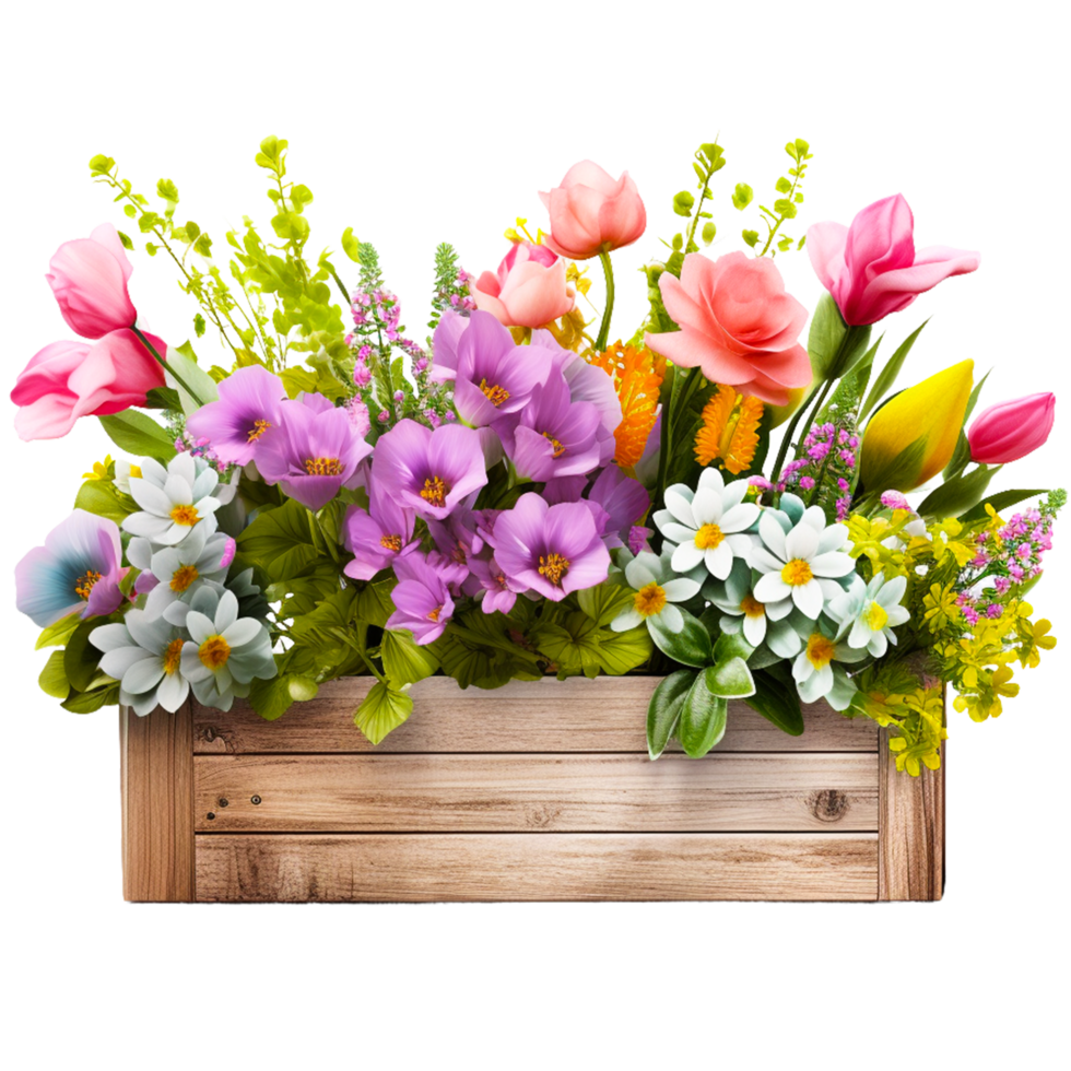 AI generated spring frame flowers png