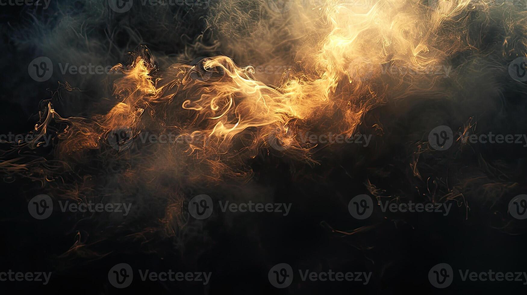 AI generated a blazing fire against a dark black background, evoking a primal sense of comfort and intrigue amidst the shadows. photo