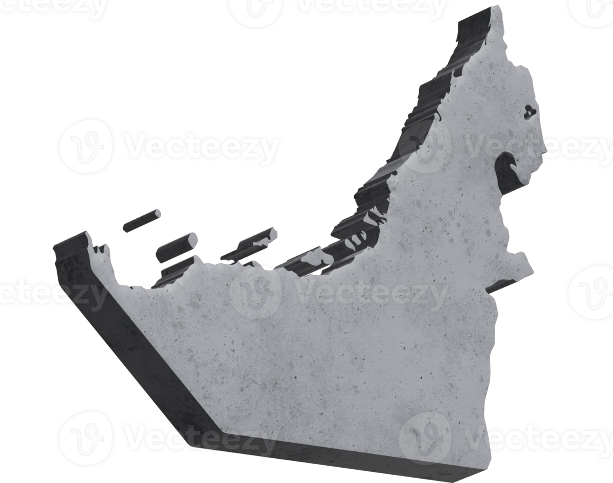 concreto dentro a Formato do uma mapa do Unidos árabe emirados. transparente fundo png