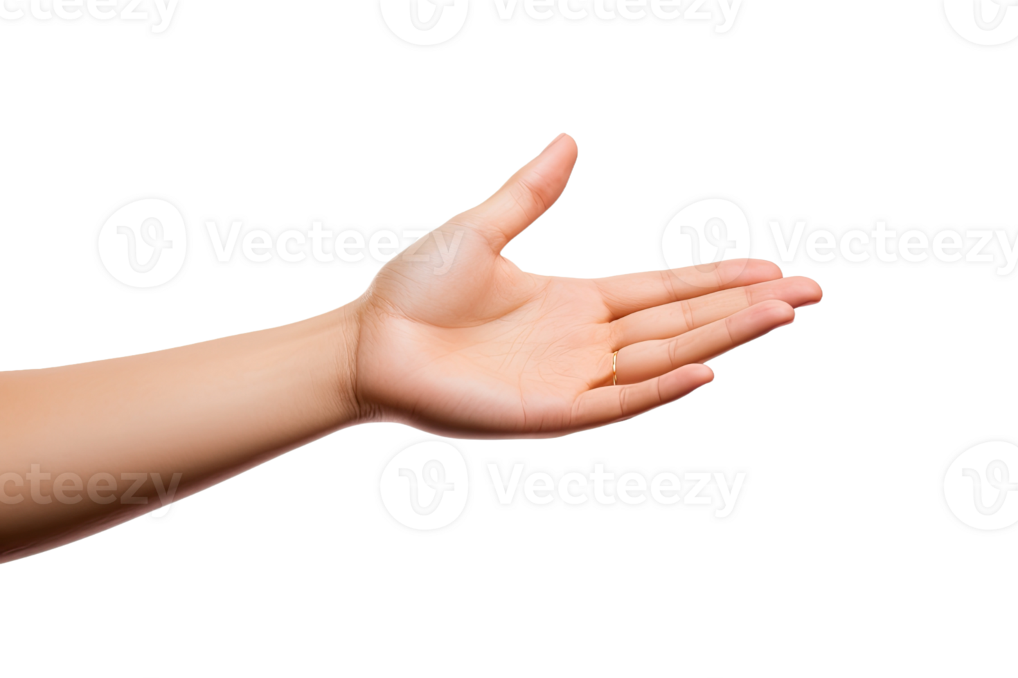 AI generated a hand reaching out to the side on a transparent background png