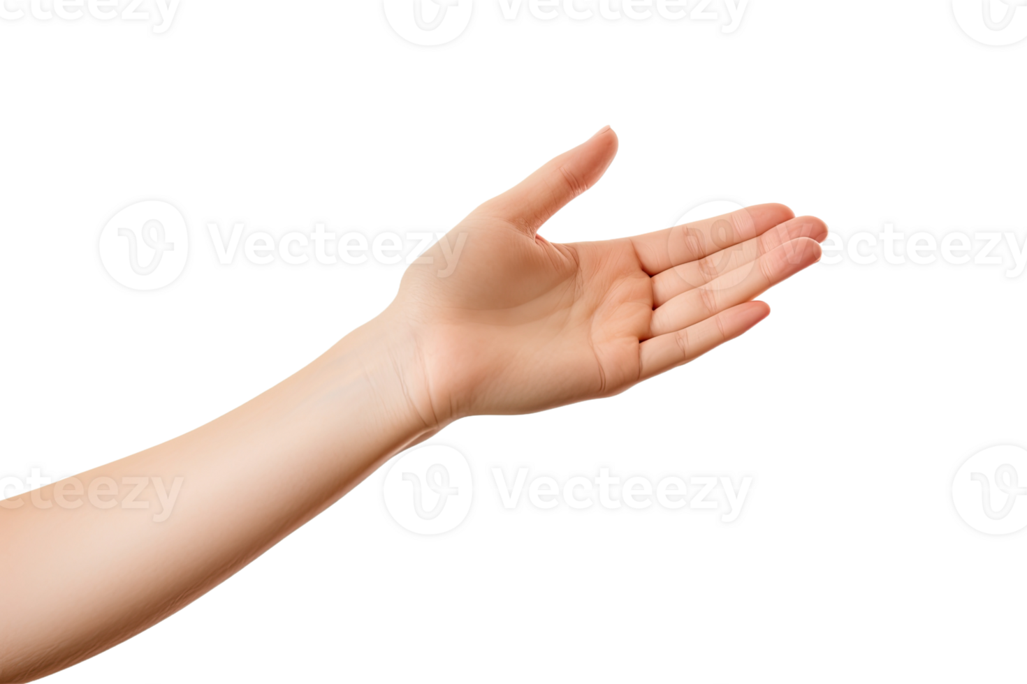 AI generated hand reaching out for something on a transparent background png