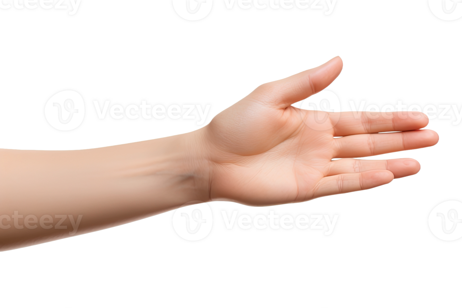 AI generated a hand reaching out to the side on a transparent background png